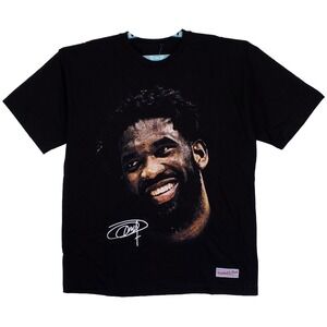 Tyrese Maxey Phila 76ers Mitchell & Ness NBA Large Shirt Big Face Black NWT